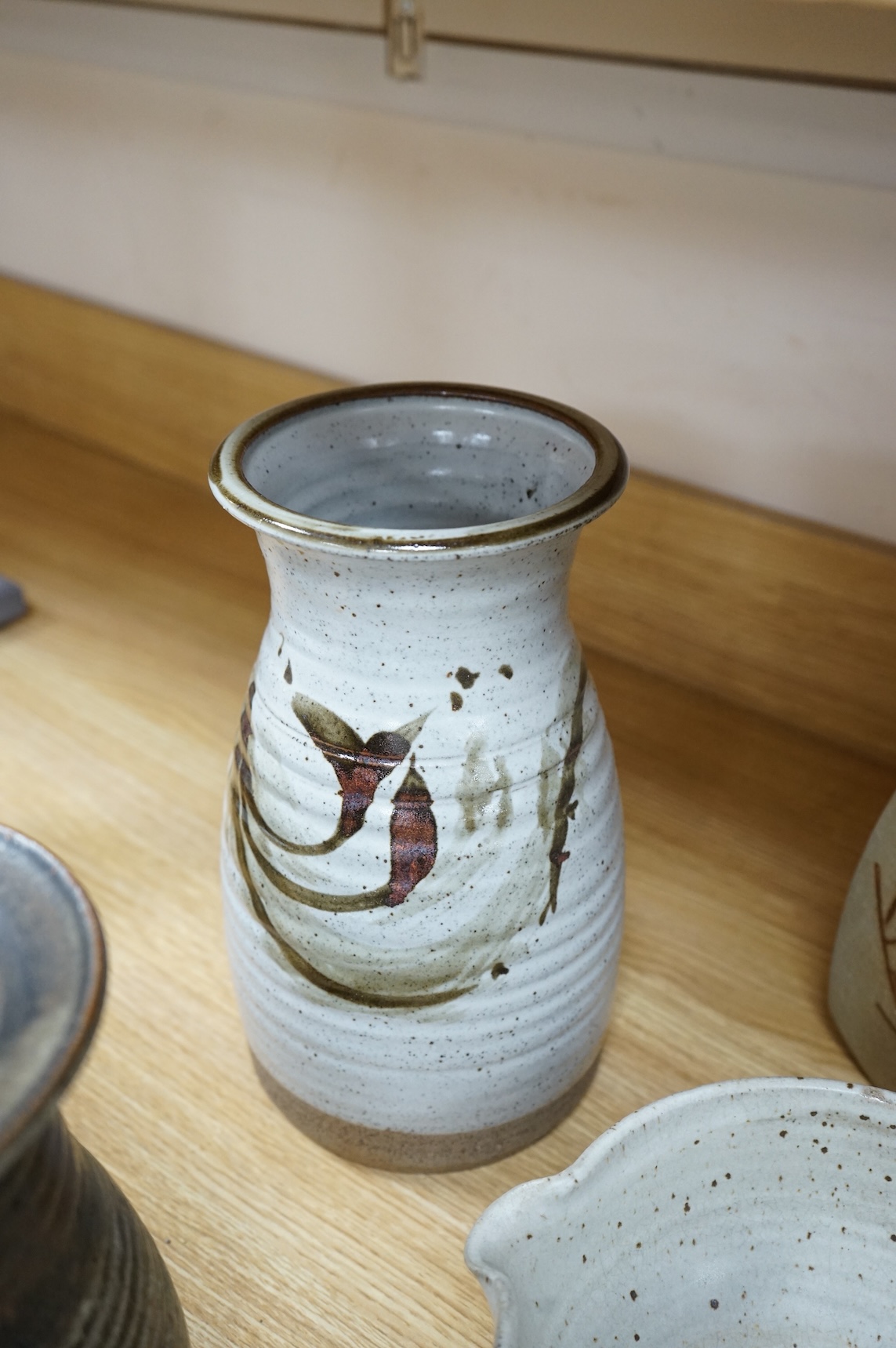 A collection of large Studio pottery vases teapots bowls and tureens (12). Tallest 27cm high